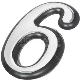 Цифра на дверь 6, Аллюр, пластик, хром, 6978