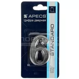 Цифра на дверь 6, Apecs, DN-01-6-Z-CR, 19014