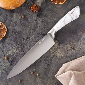 Нож кухонный Daniks, Platinum, шеф-нож, нержавеющая сталь, 20 см, рукоятка пластик, WFCF-0044-1