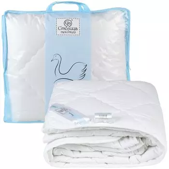 Одеяло 2-спальное, 172х205 см, Премиум, Лебяжий искусственный пух, 300 г/м2, всесезонное, чехол хлопок, кант, Столица Текстиля