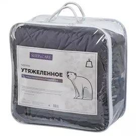 Одеяло 2-спальное, 180х210 см, Тяжелое, волокно полиэфирное, 100 г/м2, зимнее, чехол 100% хлопок, сатин