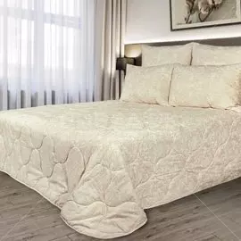 Одеяло 2-спальное, 172х205 см, волокно хлопковое, 300 г/м2, всесезонное, чехол 100% хлопок, кант, Green Line, бежевое