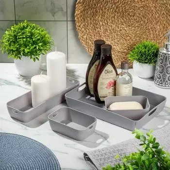 Органайзер для ванной комнаты, пластик, серый, Y4-8597