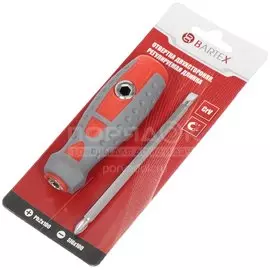 Отвертка комбинированная, крестовой/прямой шлиц, Bartex, PH2-6, антискользящая двухкомпонентная, CrV сталь, блистер, SB045