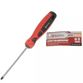 Отвертка плоская, Bartex, SL3, 3х75 мм, антискользящая двухкомпонентная, CrV сталь, Любитель