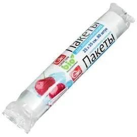 Пакет для заморозки, 80 шт, 25х35 см, 3 л, 18 мкм, рулон, Grifon, 100-003