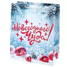 Пакет подарочный Новогоднее чудо 82402, 26х32.4х12.7 см