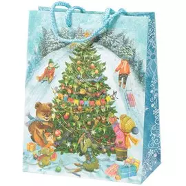 Пакет подарочный Новогодние гуляния 75307, 17.8х22.9х9.8 см