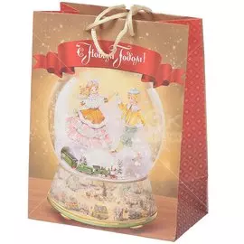 Пакет подарочный Зимний шар 78267, 17.8х22.9х9.8 см