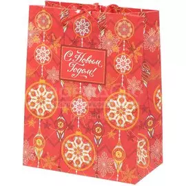 Пакет подарочный Золото на красном 78264, 17.8х22.9х9.8 см