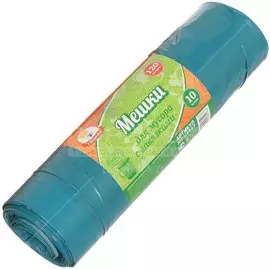 Пакеты для мусора 120 л, 10 шт, 35 мкм, с завязками, Умничка, MPU1967