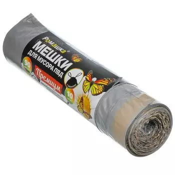 Пакеты для мусора 90 л, 10 шт, с завязками, 75х85, Ромашка, ПЗВ-90/10/12/С