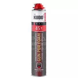 Пена монтажная KUDO, Fire Proof 45+, профессиональная, 45 л, 1 л, 900 г, огнестойкая, всесезонная, KUPPF10U45+