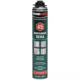 Пена монтажная KUDO, DoneWell 45, профессиональная, 45 л, 1 л, всесезонная, DPP10U45