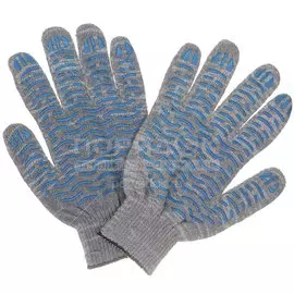 Перчатки х/б, ПВХ покрытие, волна, 10 класс вязки, 5 нитей, серо-белая основа, Березка