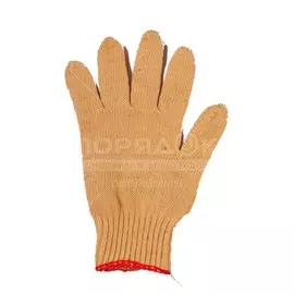 Перчатки х/б, Люкс, 7.5 класс вязки, 5 нитей, белая основа, красная манжета, без ПВХ, 100104