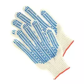 Перчатки х/б, ПВХ покрытие, протектор, 7.5 класс вязки, 5 нитей, белая основа, Люкс