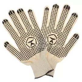 Перчатки х/б, ПВХ покрытие, точка, универсальный размер, 10 класс вязки, 5 нитей, белая основа, 5-10-СТ-БЕЛ-(M)