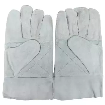 Перчатки-краги спилковые, 25 см, серая основа, укороченные, Профессионал