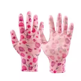 Перчатки нейлон, нитриловое, универсальный размер, Цветок, цвет основы