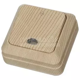 Переключатель открытой установки, одноклавишный, 10 А, пластик, подсветка, IP20, сосна, TDM Electric, Ладога, SQ1801-0048