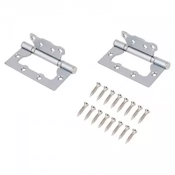 Петля накладная для деревянных дверей, Аллюр, 100х75х2.5 мм, универсальная, 2BB SCP, 1047, 2 шт, блистер, матовый хром