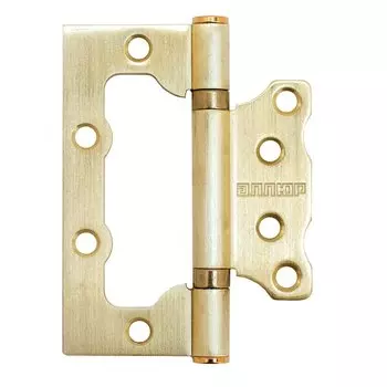Петля накладная для деревянных дверей, Аллюр, 100х75х2.5 мм, универсальная, 2BB SBP, 1046, 2 шт, 2 подшипника, блистер, матовая латунь