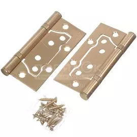 Петля накладная для деревянных дверей, Trodos, 100х75х2 мм, 201083, без врезки, матовое золото, золотая