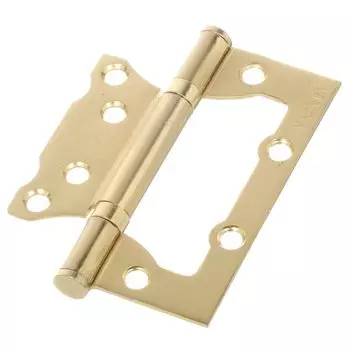 Петля накладная для деревянных дверей, Vrata, 100х75х2 мм, 208322, без врезки, золотой матовая