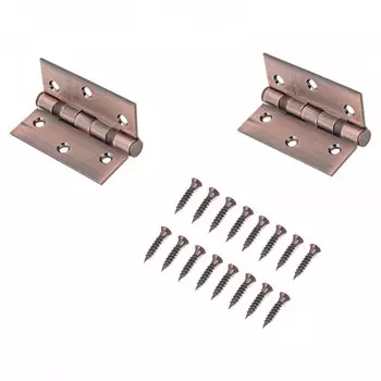 Петля врезная для деревянных дверей, Аллюр, 77х64х2.5 мм, универсальная, 2BB-FHP AC, 1101, 2 шт, 2 подшипника, коробка, медь