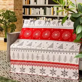 Плед 1.5-спальный, 130х170 см, флис, 100% полиэстер, Silvano, Волшебная скандинавия, синий, красный, AI-1504006