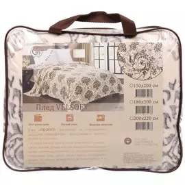 Плед 1.5-спальный, 150х200 см, микрофибра, 100% полиэстер, Silvano, светло-бежевый, sp-95