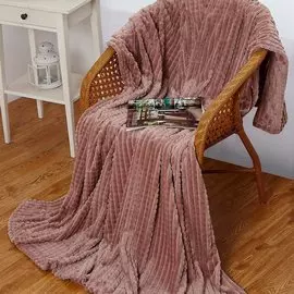 Плед 2-спальный, 180х200 см, велсофт, 100% полиэстер, Cleo, Carre, темно-бежевый, 180/003-CR