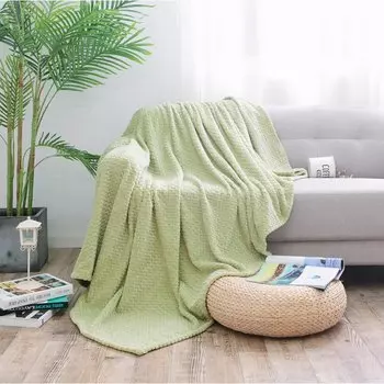 Плед 2-спальный, 180х200 см, велсофт жаккард, 100% полиэстер, Cleo, Роял плюш, фисташковый, 180/013-RP/CL