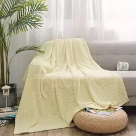 Плед 2-спальный, 180х200 см, велсофт жаккард, 100% полиэстер, Cleo, Роял плюш, молочный, 180/017-RP/CL