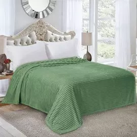 Плед 2-спальный, 180х200 см, велсофт жаккард, 100% полиэстер, Silvano, Полоски, зеленый, ST-316