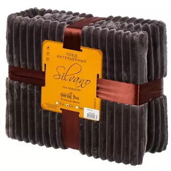 Плед 2-спальный, 180х200 см, велсофт жаккард, полиэстер, Silvano, Полоски, коричневый, ST-371