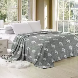 Плед 2-спальный, 200х180 см, велсофт жаккард, 100% полиэстер, Silvano, Листья рябины, серый, Buh 4-5