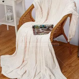 Плед 2-спальный, 180х200 см, велсофт, 100% полиэстер, Cleo, Carre, молочный, 180/002-CR