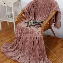 Плед 1.5-спальный, 150х200 см, велсофт, 100% полиэстер, Cleo, Carre, темно-бежевый, 150/003-CR