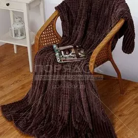 Плед 1.5-спальный, 150х200 см, велсофт, 100% полиэстер, Cleo, Carre, коричневый, 150/011-CR