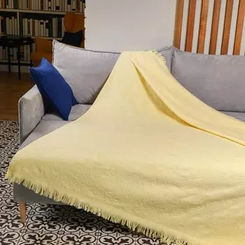 Плед евро, 200х220 см, 100% хлопок, Barkas, Green Days, желтый, AI-2209006