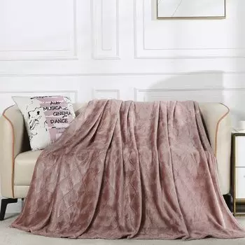 Плед евро, 200х220 см, велсофт жаккард, 100% полиэстер, CL Home, Magnolia, светло-коричневый, 200/001-MAG/LA