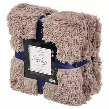 Плед евро, 220х240 см, искусственный мех, 100% полиэстер, Silvano, мокко