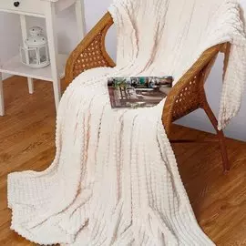 Плед евростандарт, 200х220 см, велсофт, 100% полиэстер, Cleo, Carre, молочный, 200/002 CR