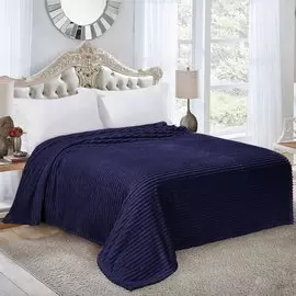 Плед евростандарт, 200х220 см, велсофт жаккард, 100% полиэстер, Silvano, Полоски, синий, SТ-310