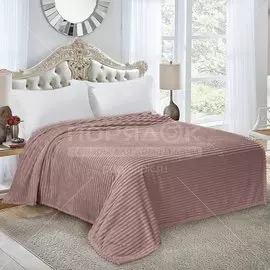 Плед Silvano двуспальный (180х200 см) полиэстер, Полоски пыльная роза SP-224