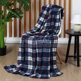 Плед 1.5-спальный, 130х170 см, флис, Silvano, Клетка, синий, Y9-002