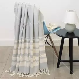 Плед 1.5-спальный, 145х160 см, 20 см кисти, 100% хлопок, Silvano, светло-серый, С 4878