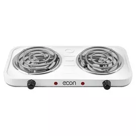 Плита электрическая Econ, ECO-210HP, 2000 Вт, 2 конфорки, спираль, эмаль, механическая, переключатель поворотный, белая